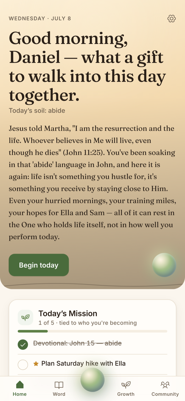 The Emmaus app dashboard