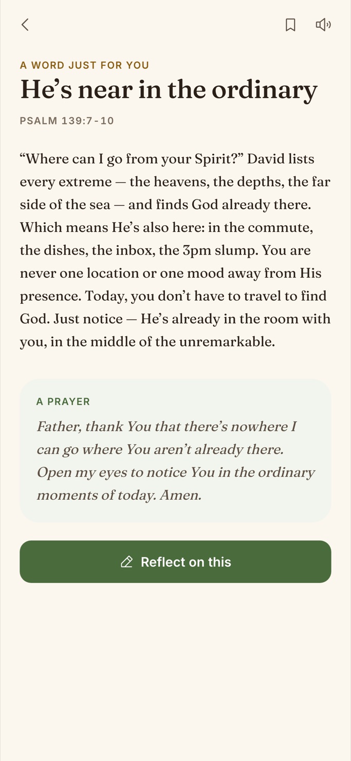 Emmaus devotional screen — He's near in the ordinary